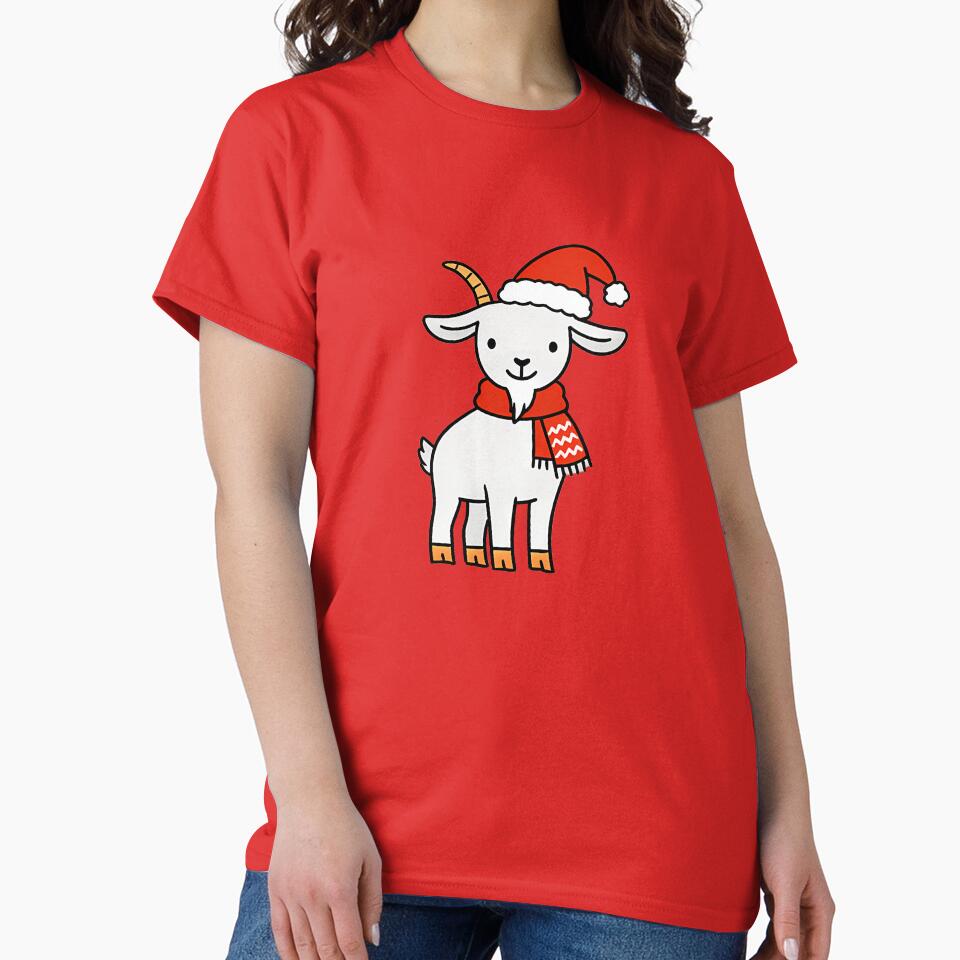 Cute Christmas Goat with Santa Hat and Scarf Illustration by aleano2026