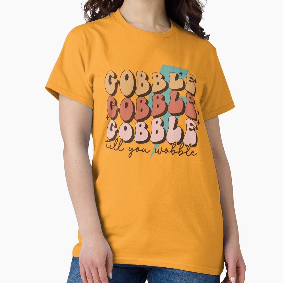 Groovy Retro Vintage Vibes Gobble Gobble Gobble Till You Wobble by andieartco