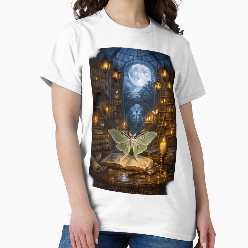 Moonlit Luna Moth Library Dark Academia Dream by StickyGuys