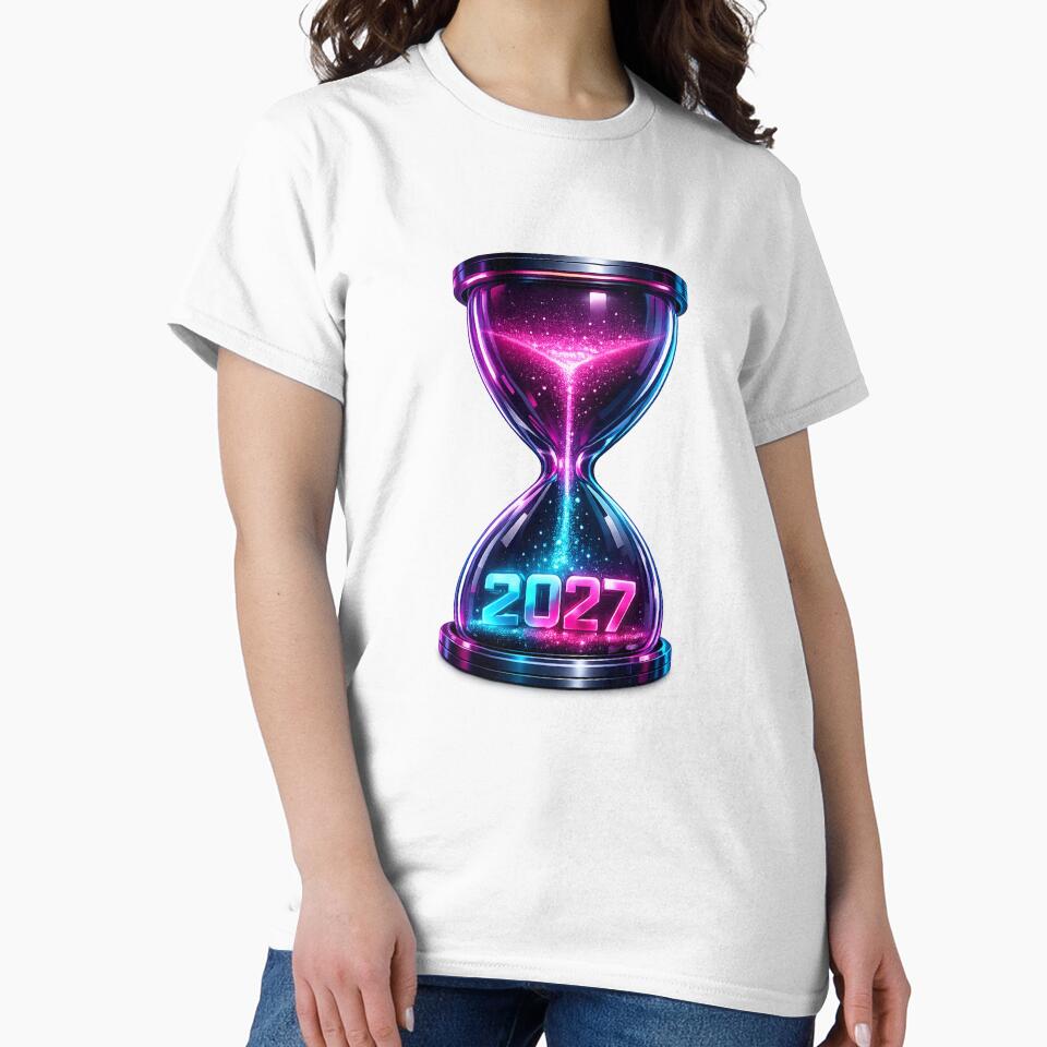 Neon Hourglass 2027 in Motion - Futuristic Cyberpunk Time Art by teemix