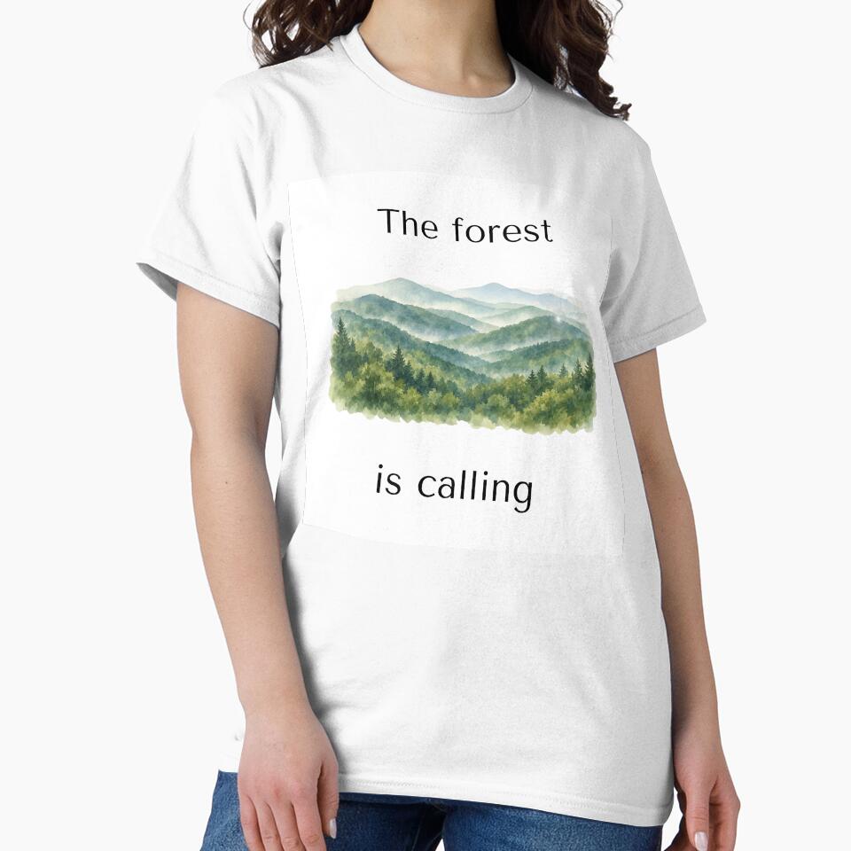 The Forest Is Calling – Minimalist Mountain Quote by EclairArtShop