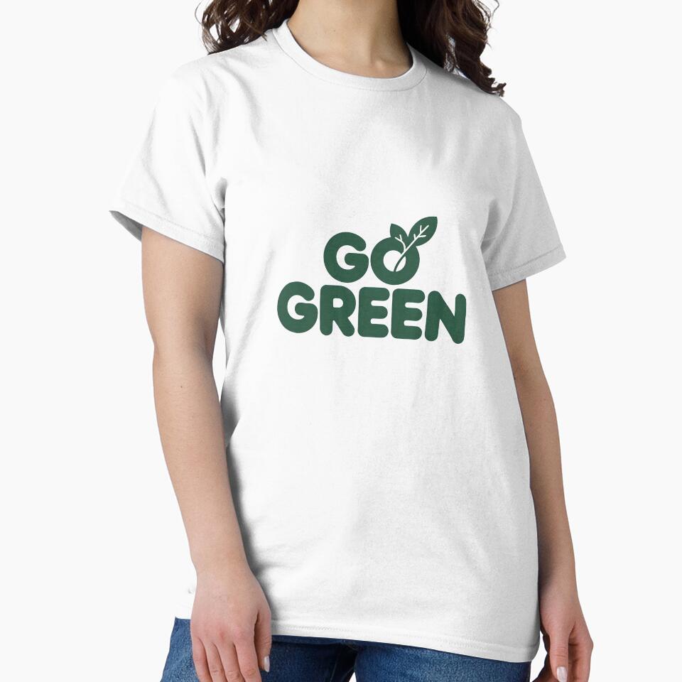 Go Green Minimalist Leaf Typography Art by Nuvoro Eco Awareness