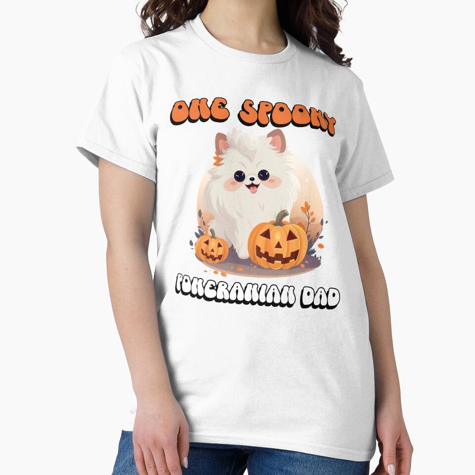 One Spooky Pomeranian Dad Cute Funny Halloween Dog by NoonMoonApparel