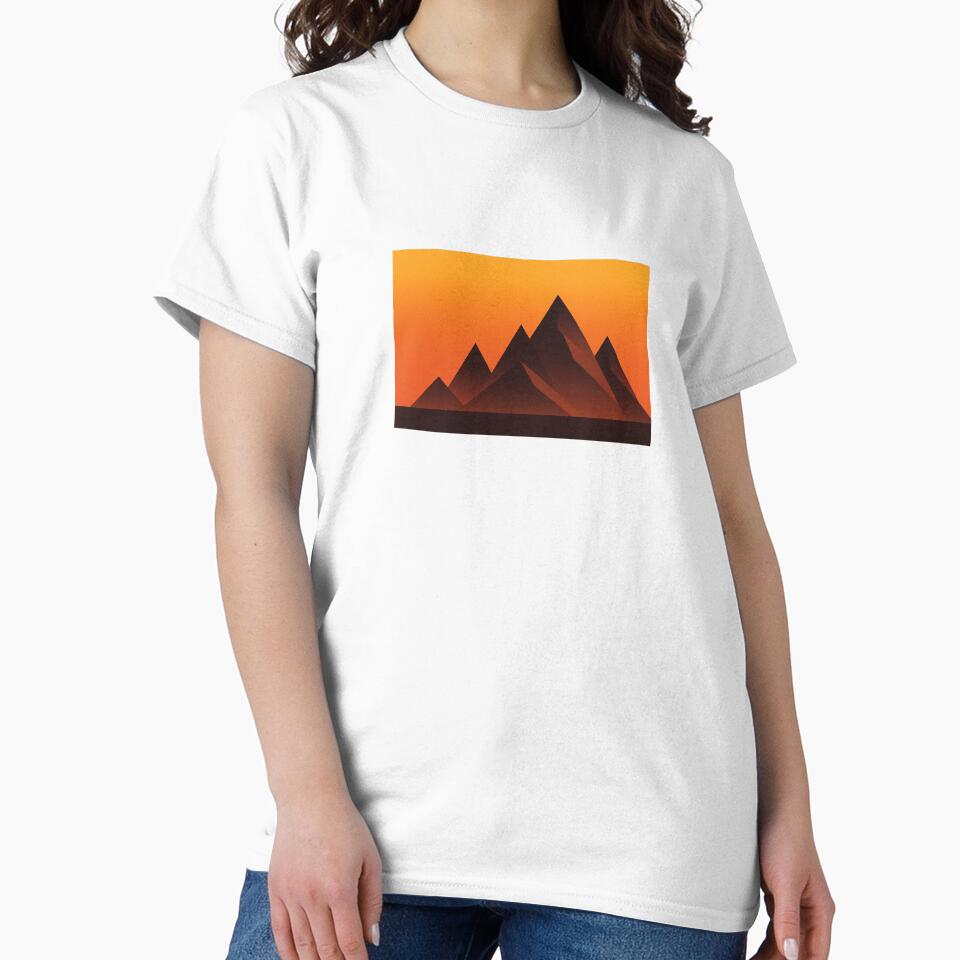 "Geometric Mountain Sunset - Minimalist Nature Art" by Striklet
