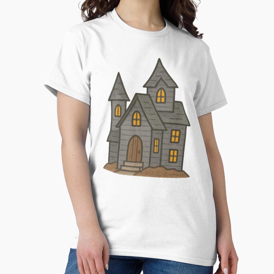 Haunted House Illustration – Spooky Vintage Halloween Mansion Art by Vendeloc