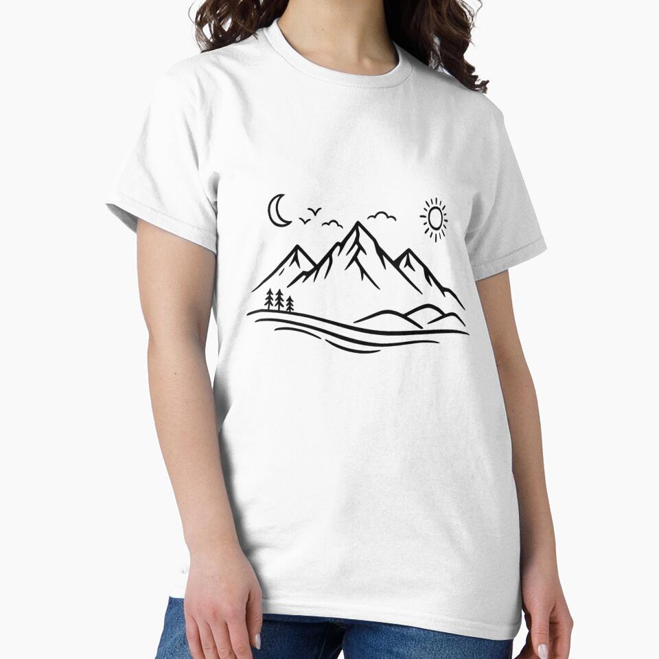 Minimal Mountain Landscape Line Art – Modern Adventure Nature Vector Design by ArtWaveStudio8