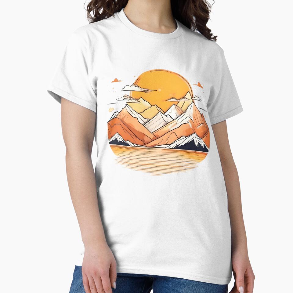 “Minimal Sunset – Aesthetic Mountain Lines” by Cullinan Art