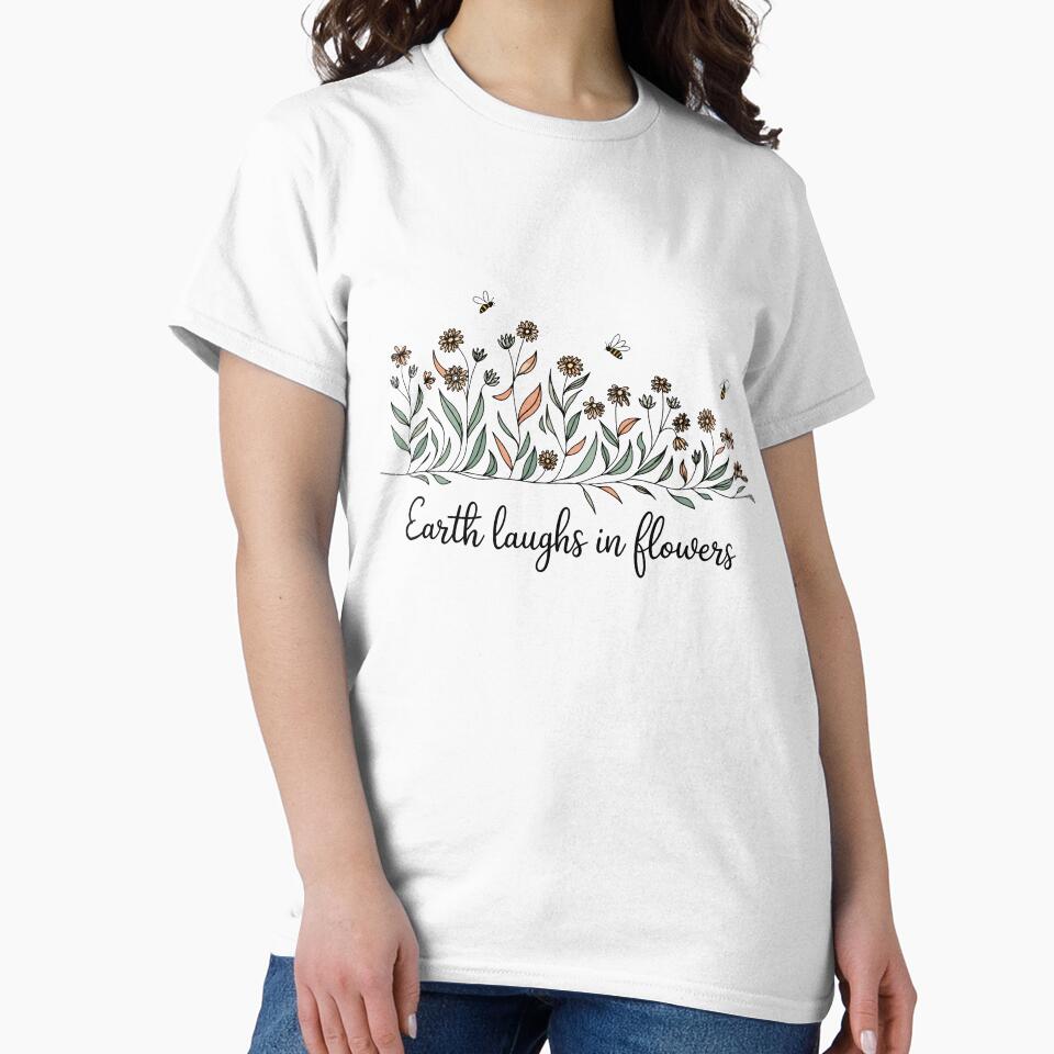 Earth Laughs In Flowers Vintage Botanical Nature Quote by ronakris009