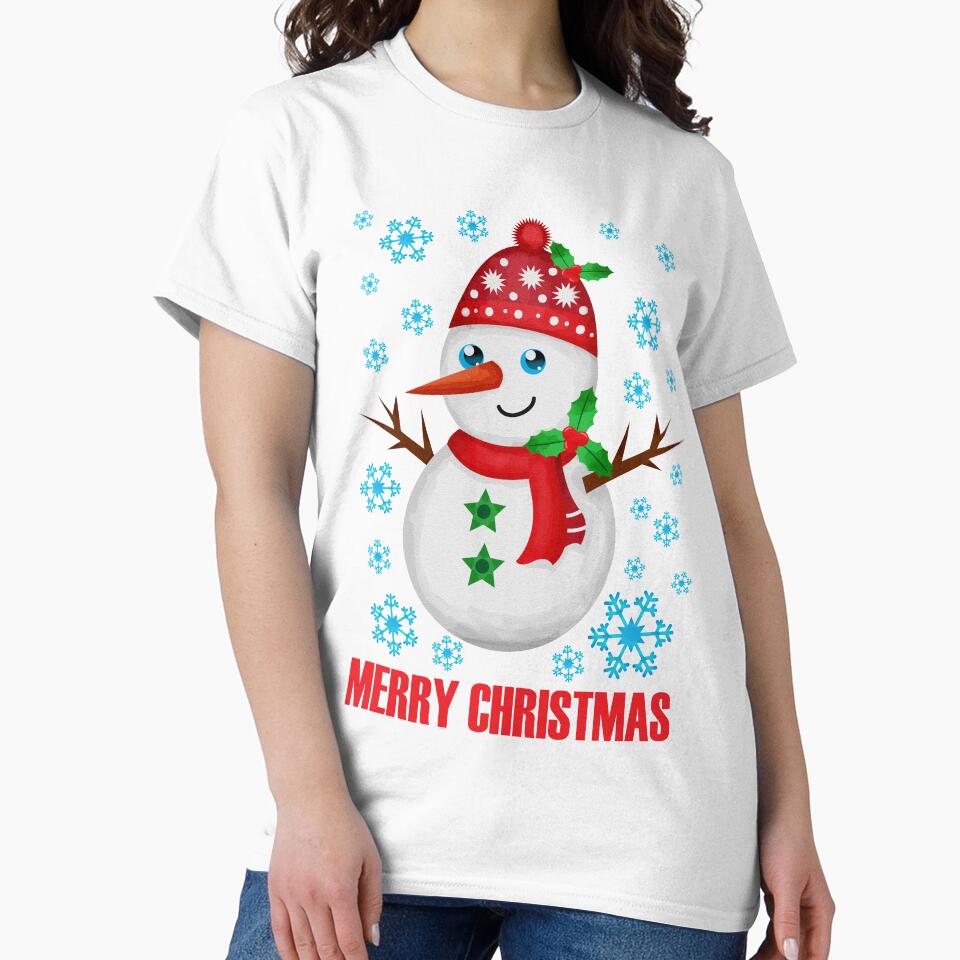 Christmas Snowman cute with snowflakes winter by MisPuHoney