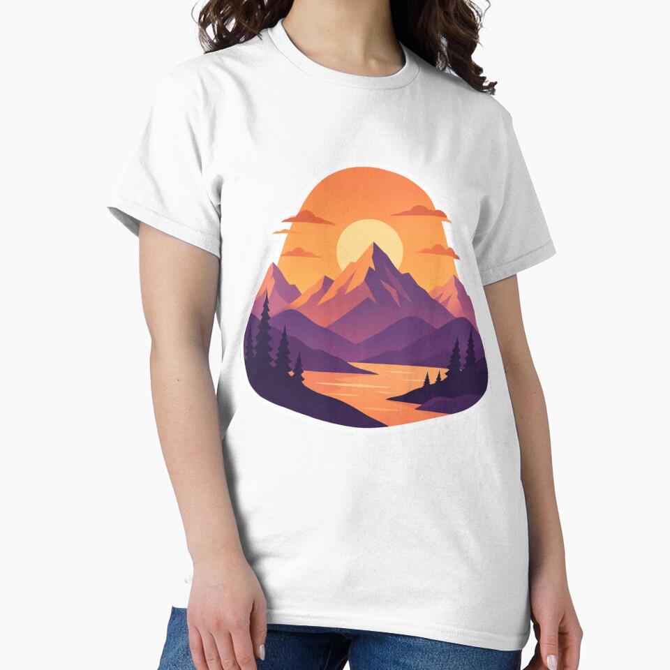 Mountain Sunset Minimalist Nature Hiking Art Print by Old Tree Store