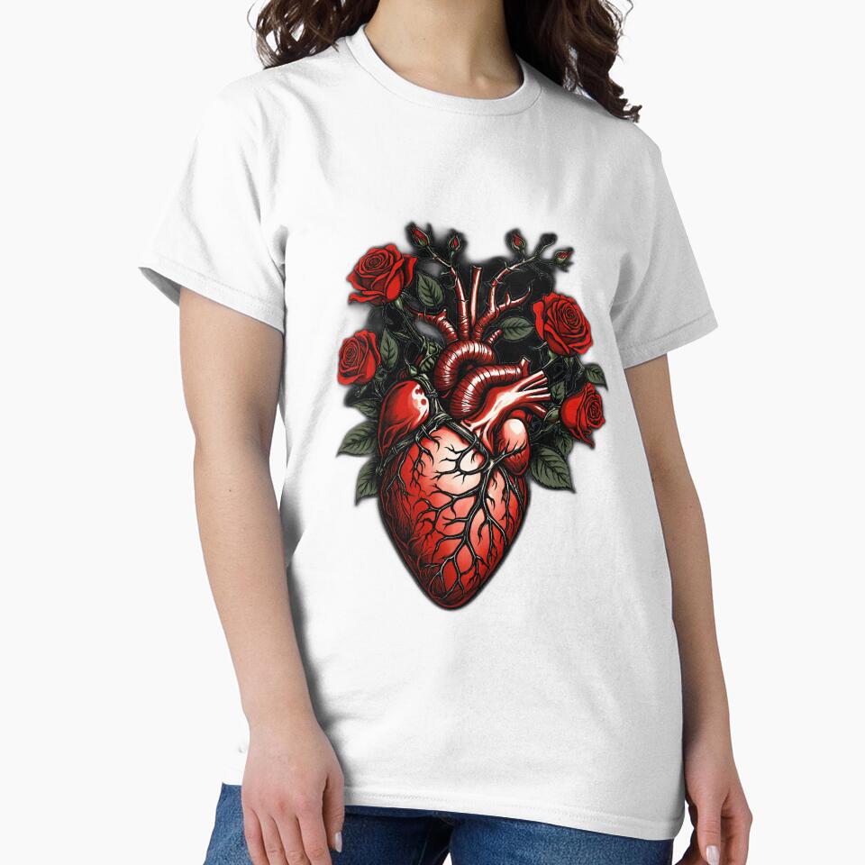 Floral Anatomical Heart Dark Cottagecore Gothic by AuraPremiumArt