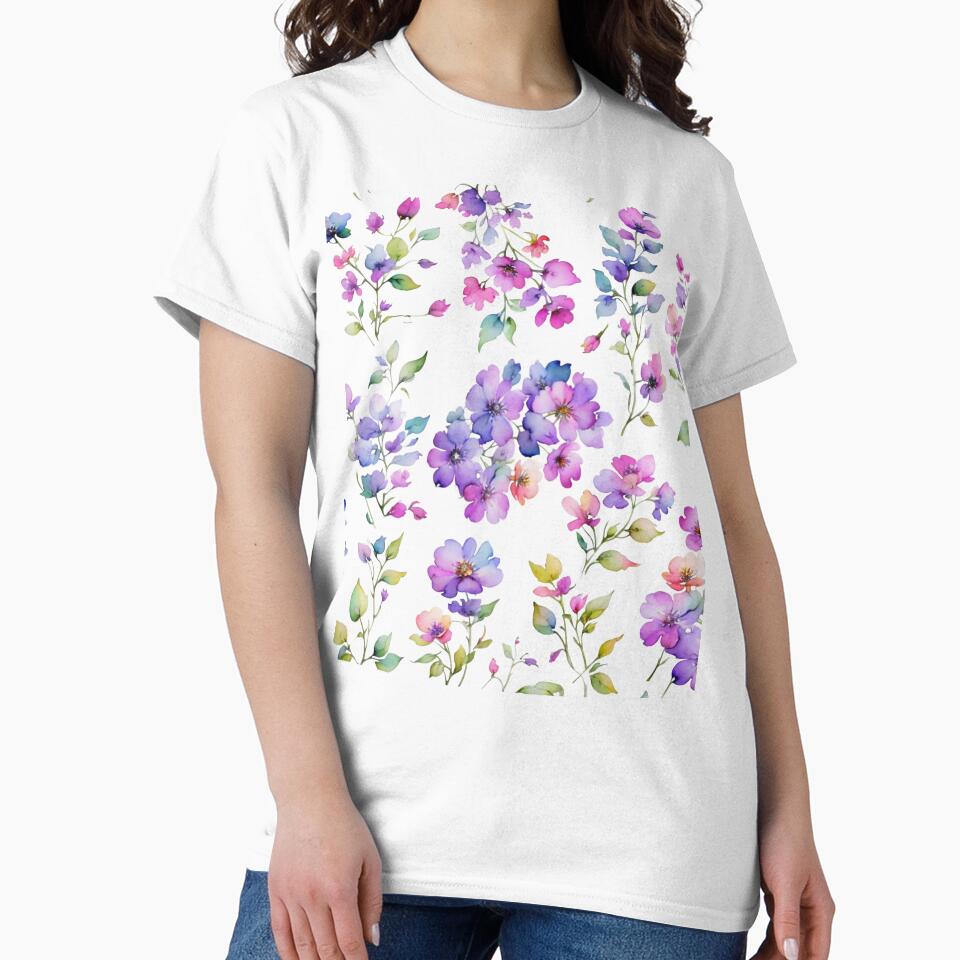 watercolor pink purple wildflowers by hollycooper