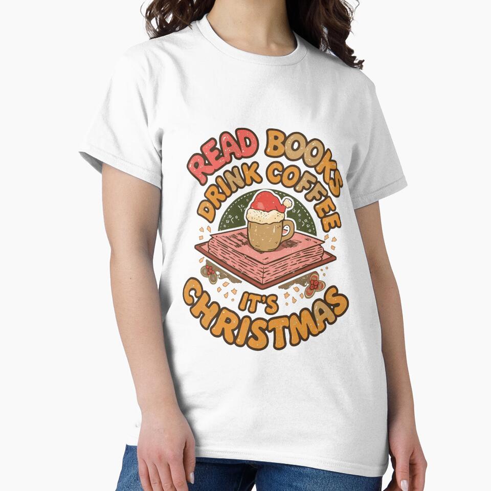Read Books Drink Coffee It's Christmas | Cozy Bookish Holiday Winter Design by Bada-stickers