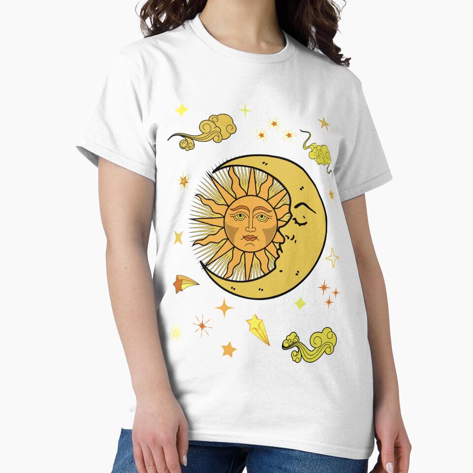 sun  and  moon celestial modern vibrant art by cutecrazytshirt