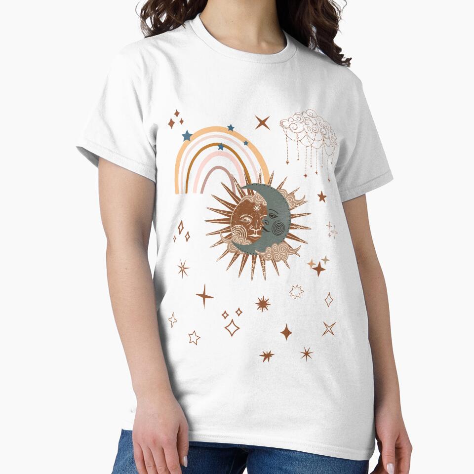 sun and moon celestial bohemian art by cutecrazytshirt