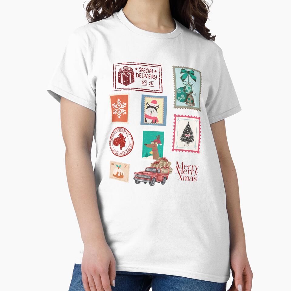 Vintage Christmas Stamp Collection – Cute Holiday Stickers & Retro Festive Art by Doodlelline