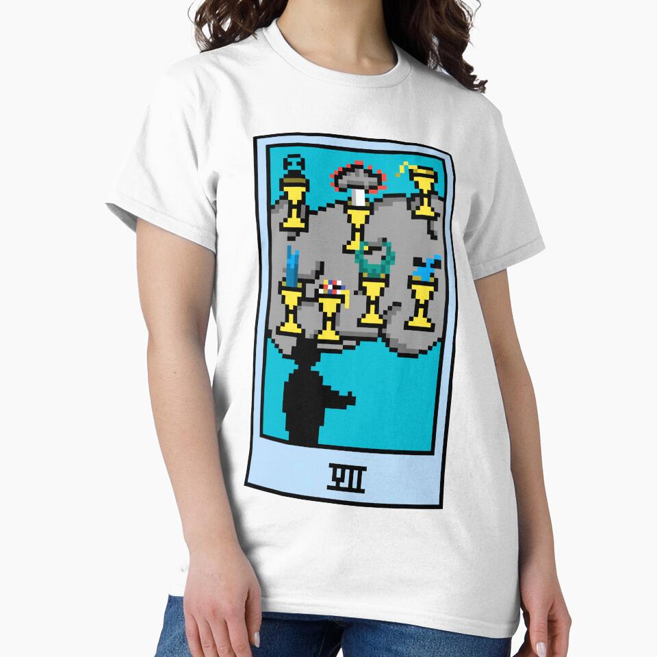 Copy of Wait, is this pixel art tarot? Yellow - Minor Arcana 'Seven of Cups' (Design for T-shirt, stickers and other accessories) by Pixel Waite