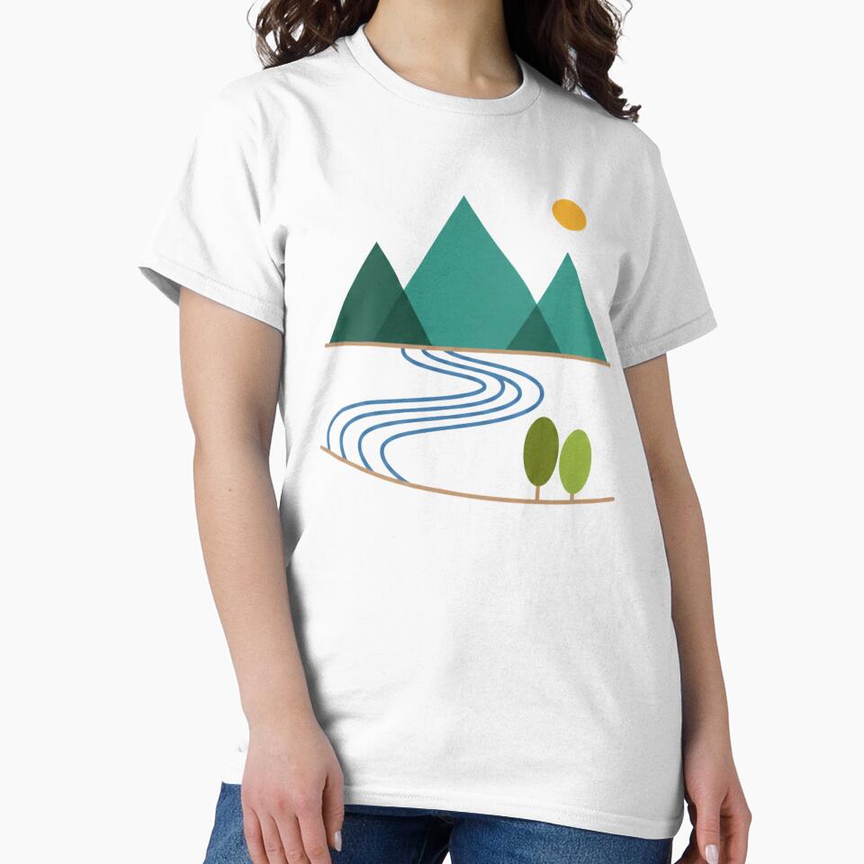 Minimalist Mountain Sunrise River Trail by mossandmyth1984