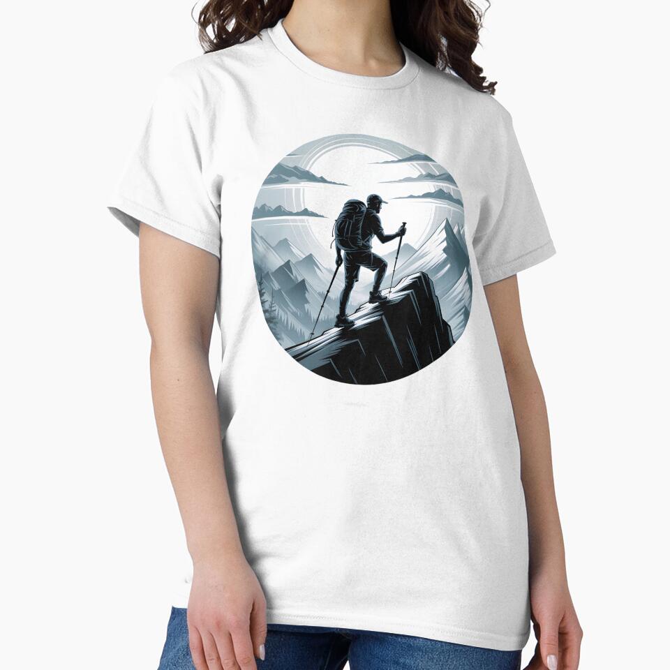 Minimalist Alpinist – Solo Mountain Ridge Climber Vector Design by ImaginedSpace7
