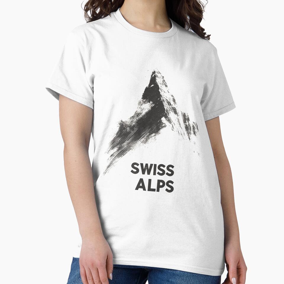 Minimalist Swiss Alps Mountain Design by Retro Travel Design