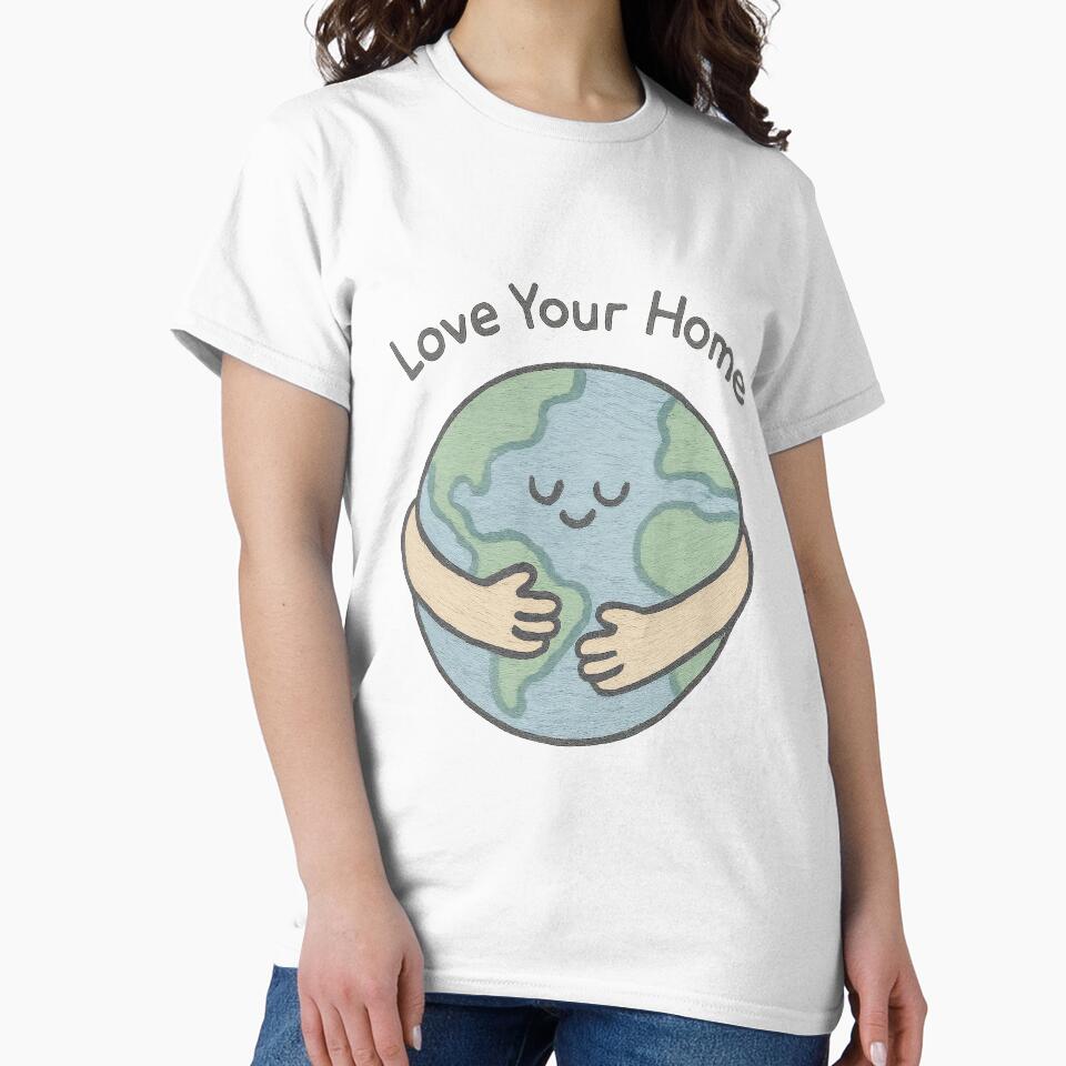 Love Your Home - Cute Earth Hug Illustration for Environmental Awareness by inkoutninja