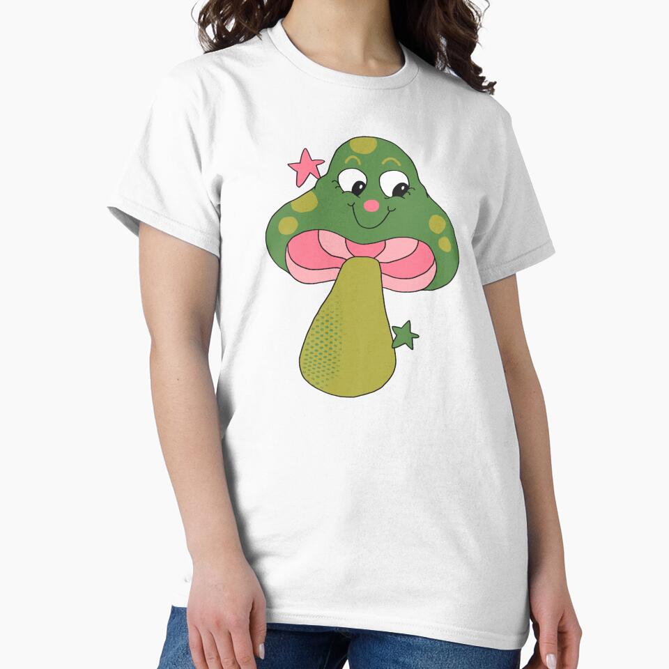 Happy Face Retro Mushroom (Green) by yellowflowerhut