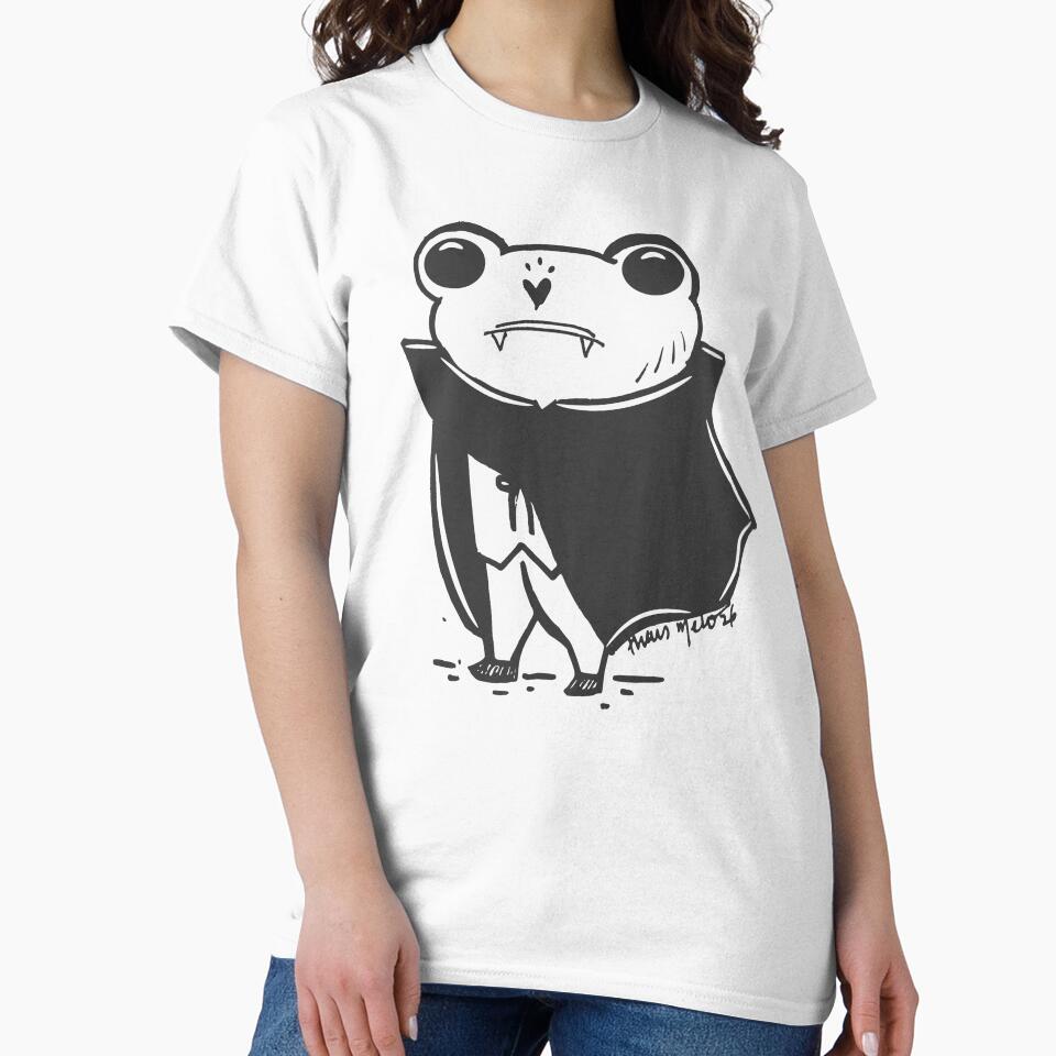 Sad Frog Vampire - Cute Spooky Halloween Ink Art by ThaisMelo