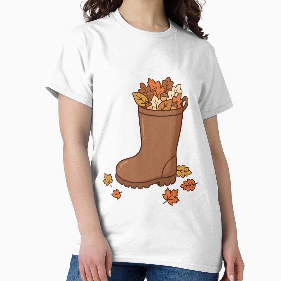 Cozy Autumn Boots with Fall Leaves Art by Herodestroyer