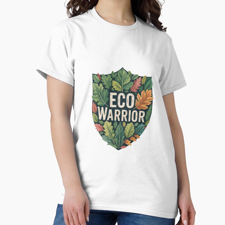 Eco Warrior Leaf Shield – Botanical Green Activism, Nature Conservation Design by NewAspect