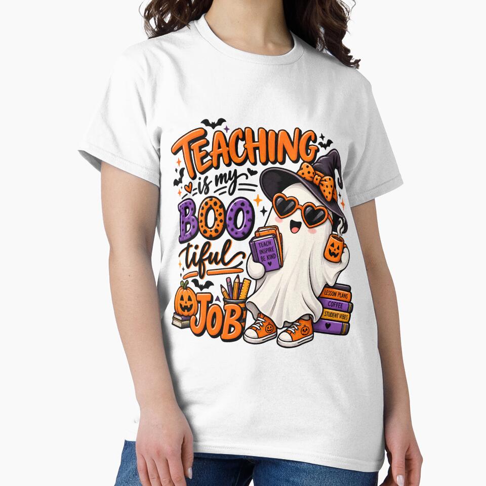 Teaching Is My Boo-tiful Job – Cute Halloween Ghost Teacher Design by Gallery-yuuna