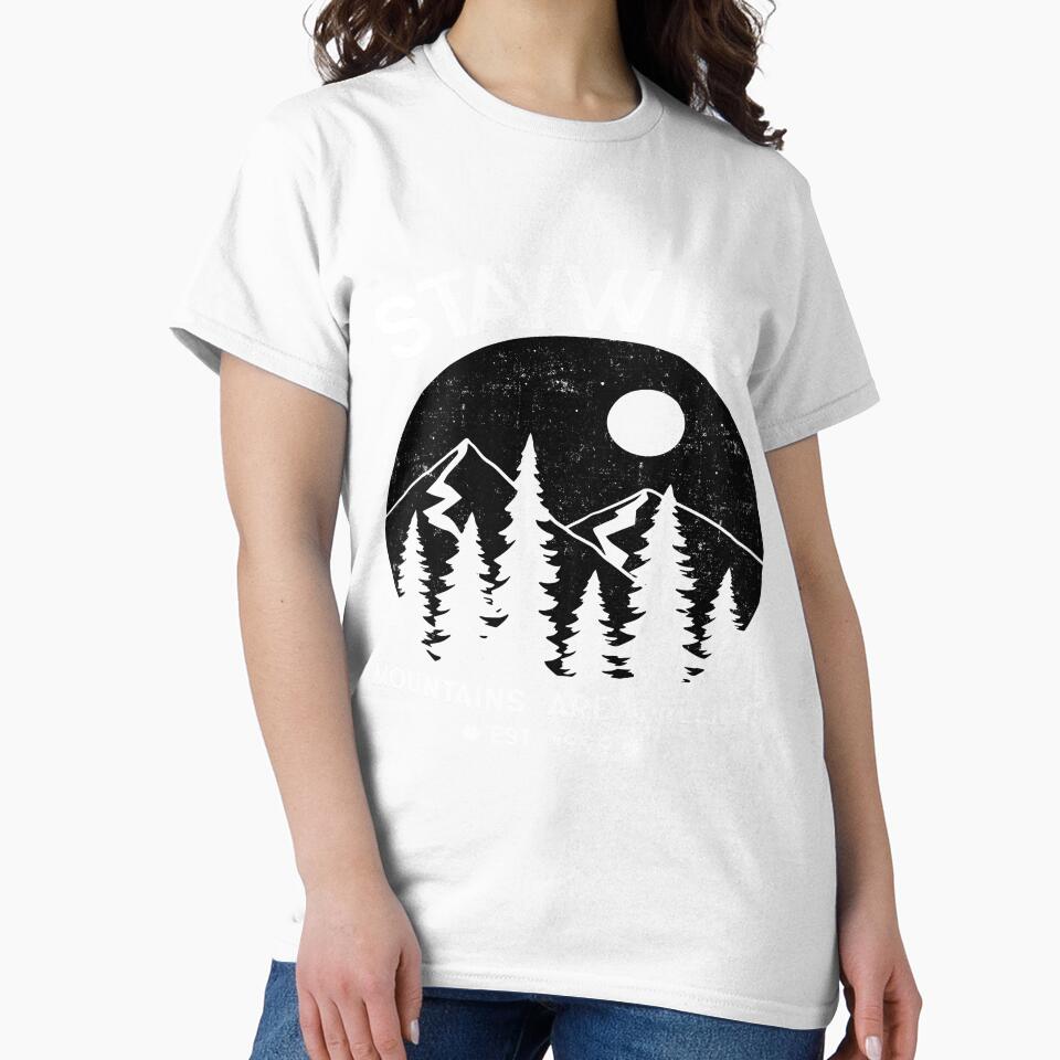Stay Wild The Mountains Are Calling Full Moon And Mountain Trail by LMcDs
