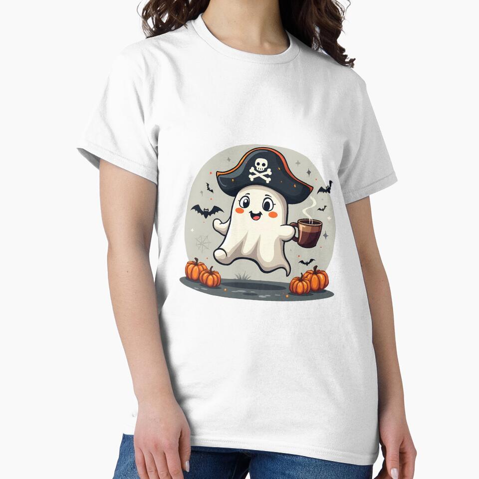 Pirate Ghost Coffee Vibes | Dead Tired, Need My Brew Halloween Design by D3monic