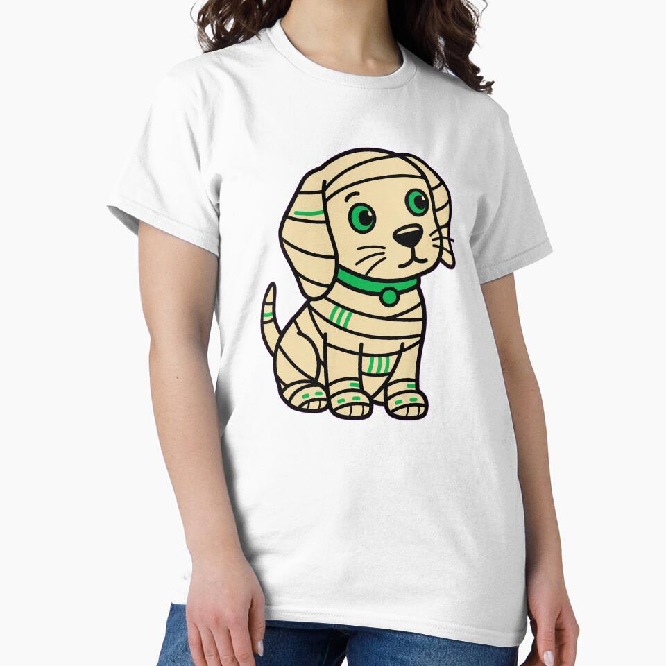 Cute Mummy Dog Halloween T-Shirt Funny Puppy Costume by KnrNazimTHREADS