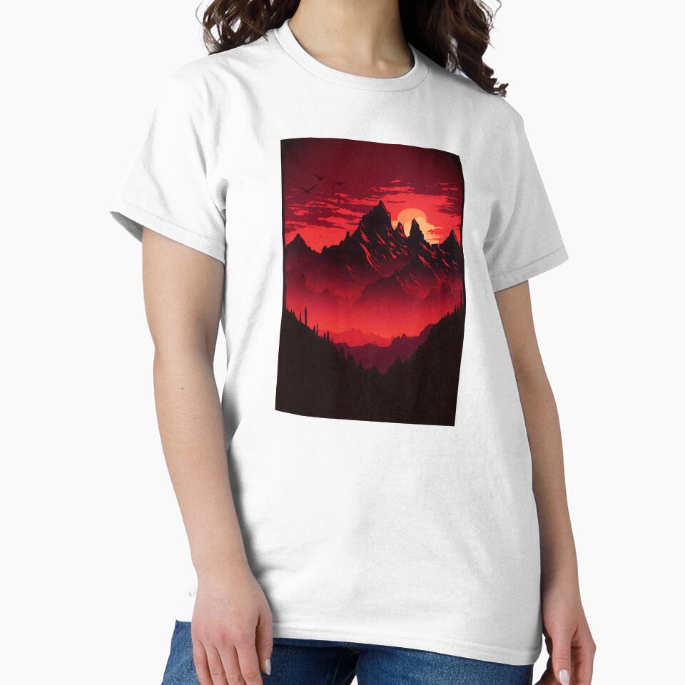 Red Sky Mountain Silhouette by ShadowAndSlate