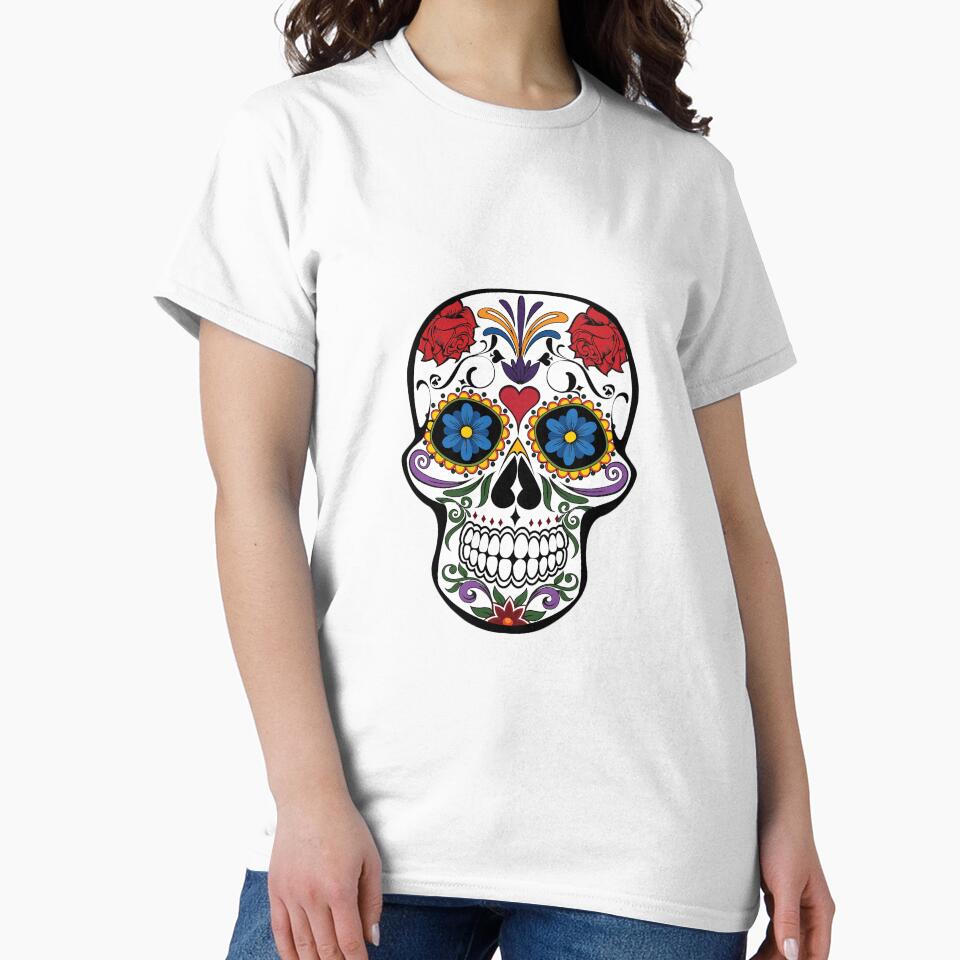 Sugar Skull Dia de los Muertos Floral Colorful Roses Mexican Gift by CLC54