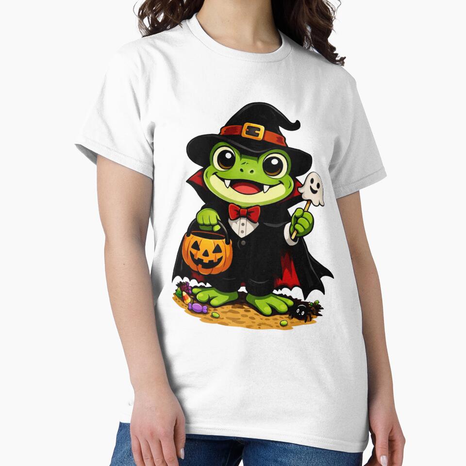 Cute Halloween Vampire Frog, Trick Or Treat by Myra365Art