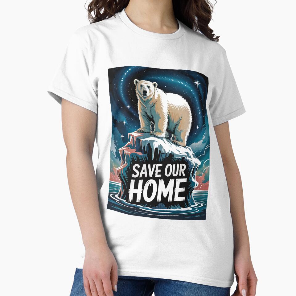 Save Our Home Polar Bear Art Print - Eco-Friendly Wildlife Decor by pnidesign