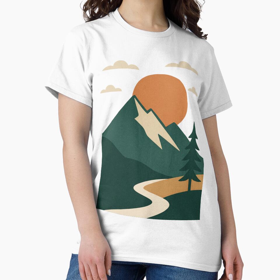 Minimalist Retro Mountain Landscape | Vintage Sunset Nature Illustration by zevorgue