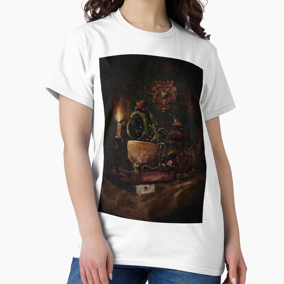 Cthulhu and Tea a Dark Academia Fantasy Watercolor Wall Art by Monica Laipple
