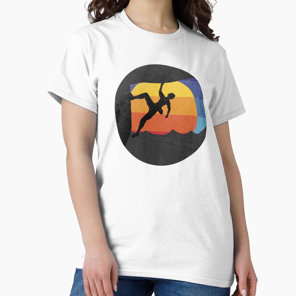 Retro Free Solo Climbing Tee by Ian King