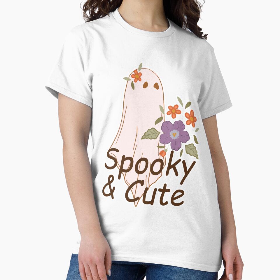 Spooky and Cute Ghost with Flowers. by Efthymia