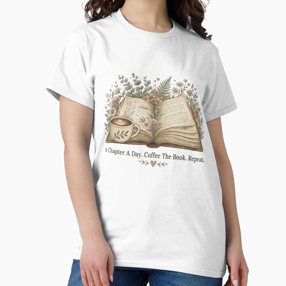 A Chapter A Day Coffee The Book Repeat Illustration by sanorastyle
