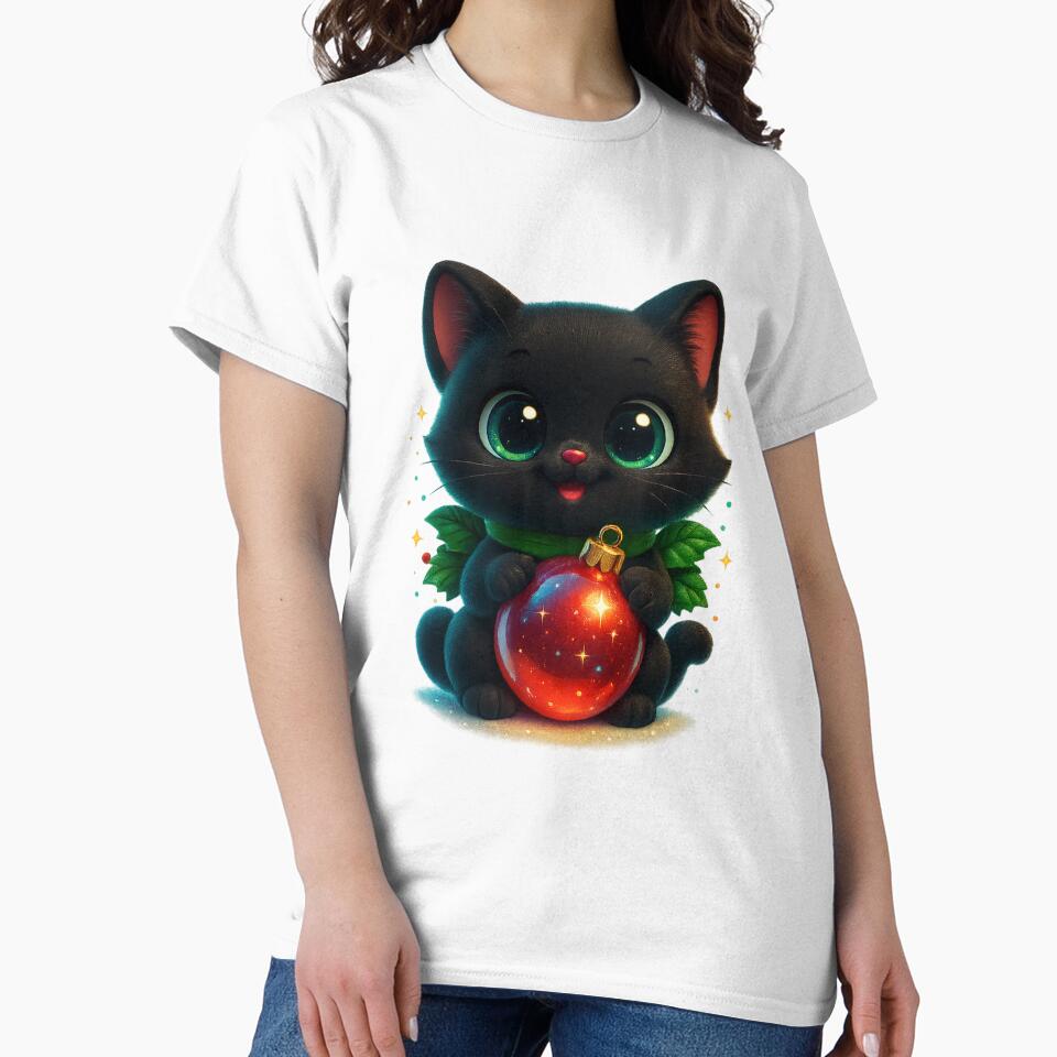 Cat Holding Christmas Ornament | Cozy Christmas Cat by PrintCreations9