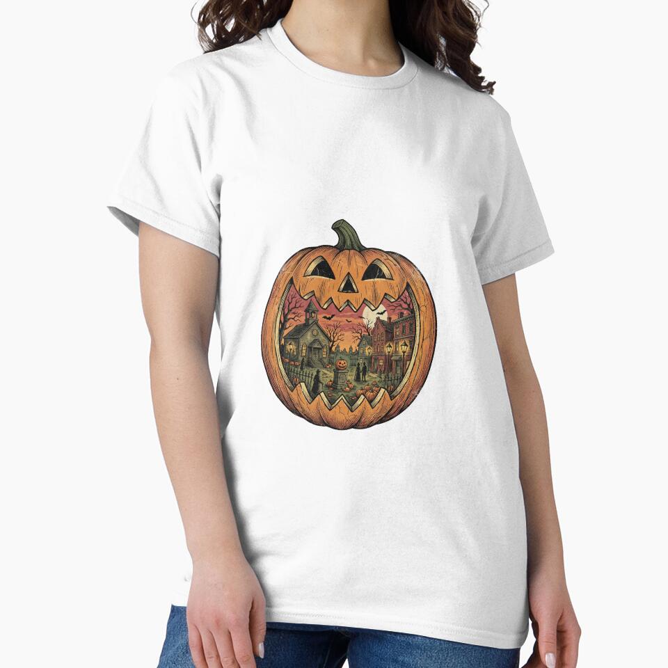 Orange Farm Truck on Halloween Night by Tee Studio