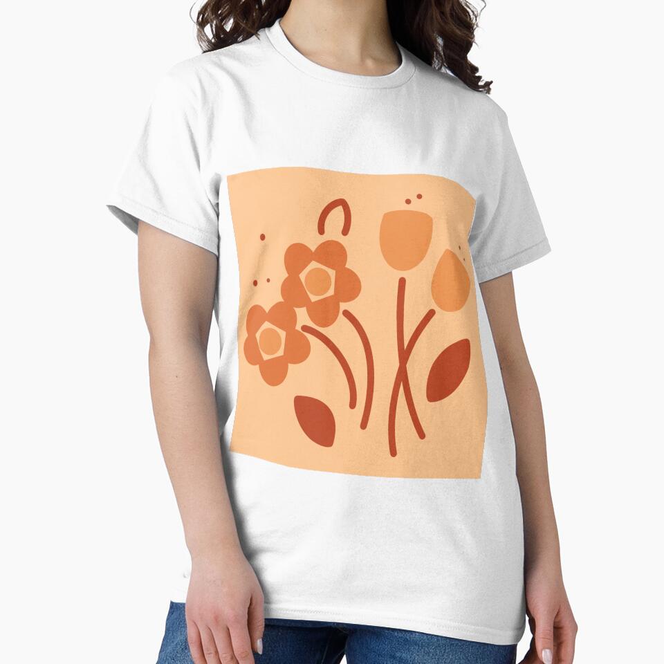 modern retro floral orange by Sara Frane