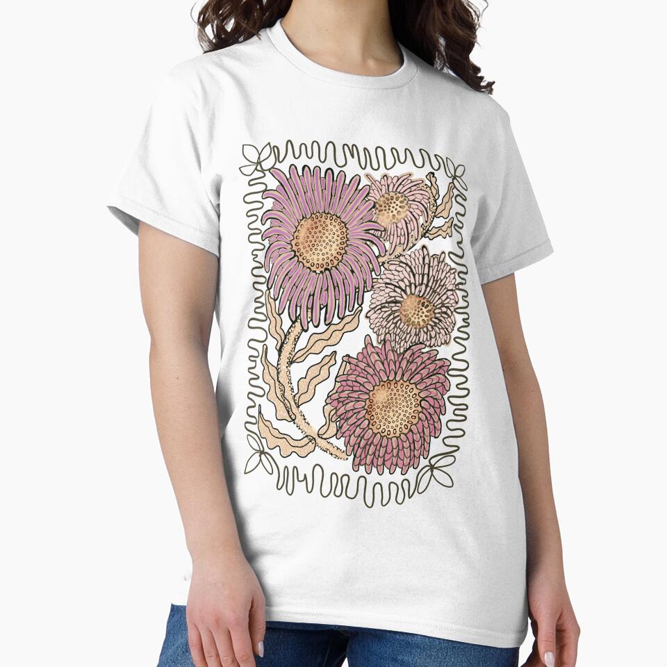 Natural neutral summer floral daisies boho by MeadowsAndInk