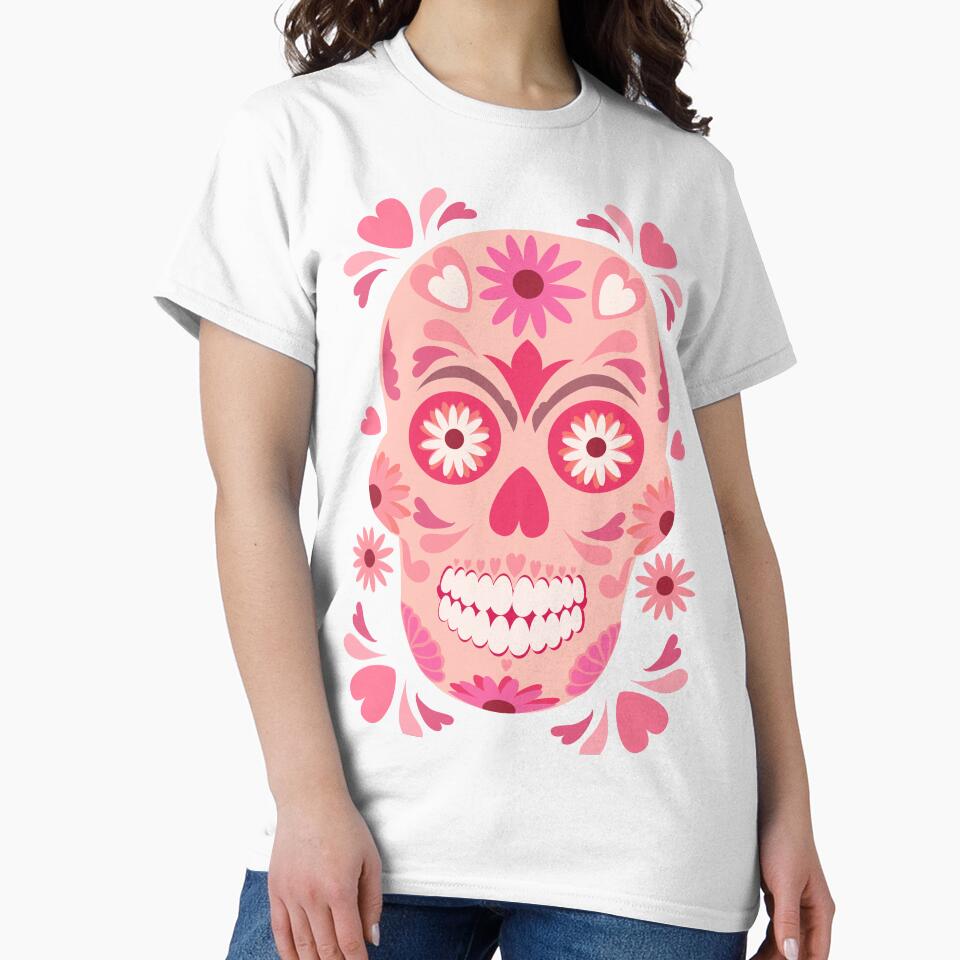 Pink Sugar Skulls Pattern | Day of the Dead Pink Skull by CreativeBridge