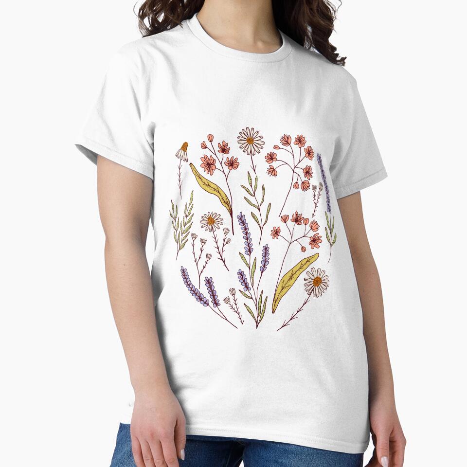 Bedtime tea calming herbs botanical pattern in pink by Illustrated by Nat