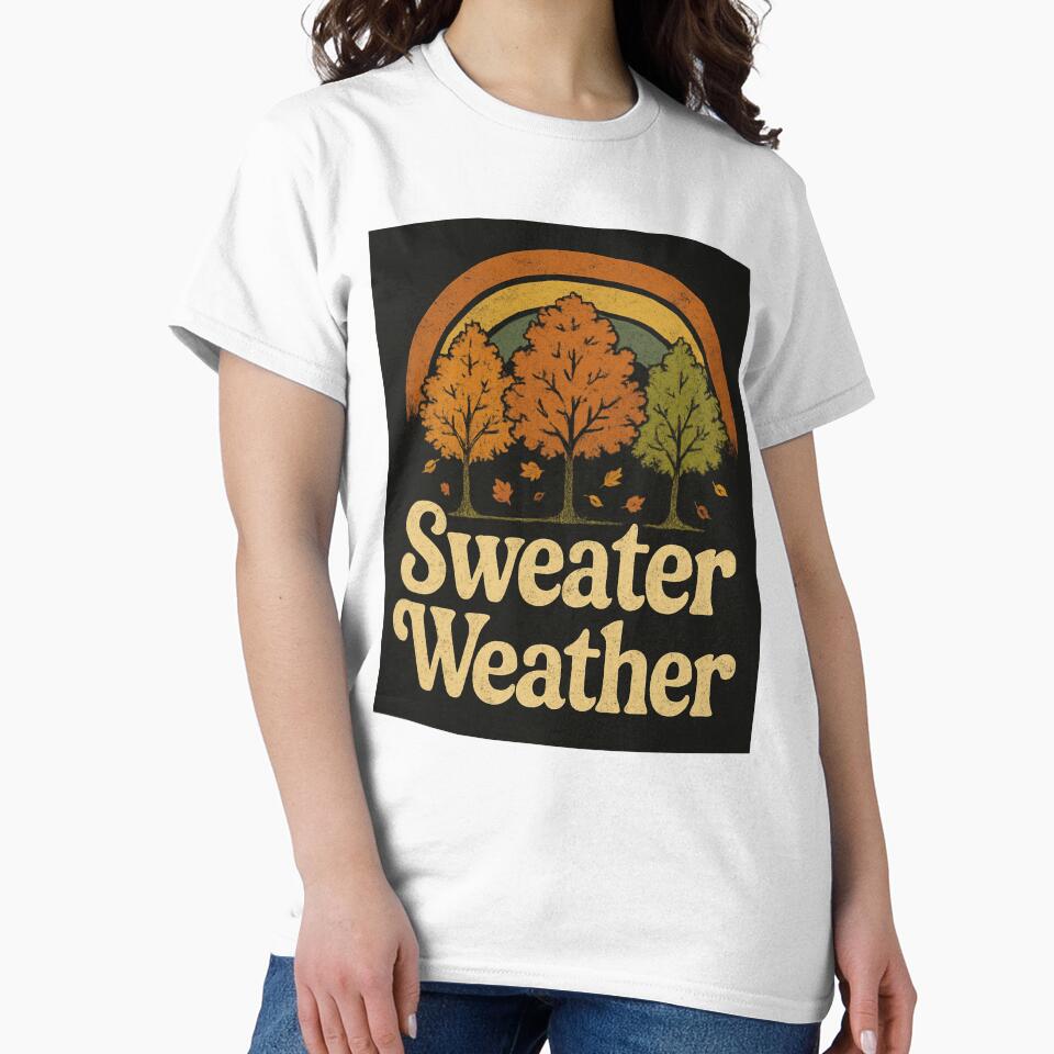 Sweater Weather – Vintage Autumn Trees Retro Fall T-Shirt Design by RonBear-Designs