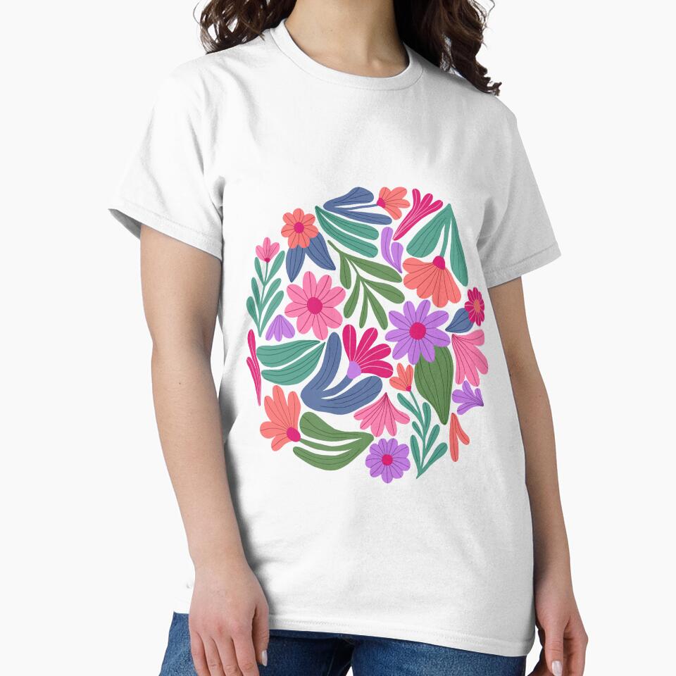 Bright happy flowers in cream by Illustrated by Nat